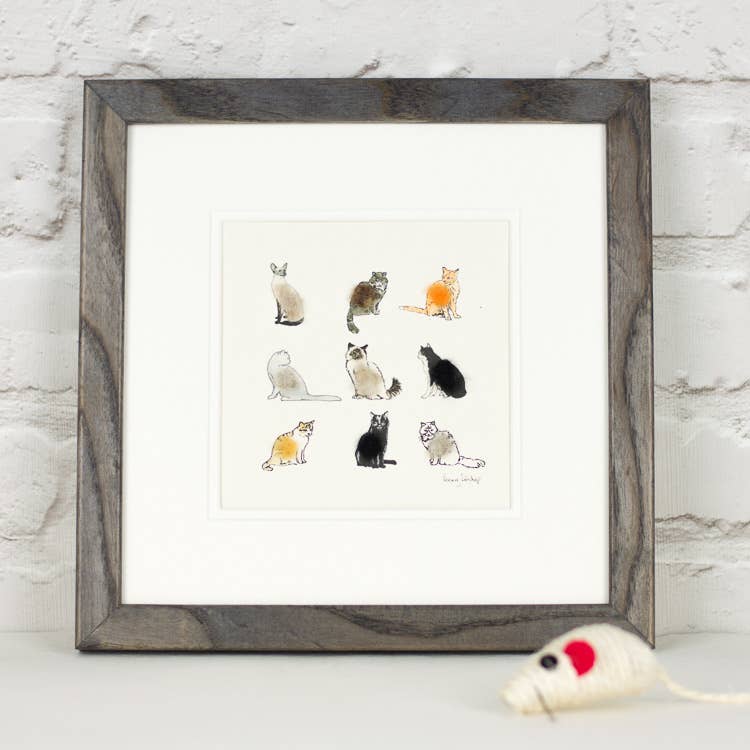 Papersheep UK - Assorted Cats Art Print with Wool Finish | Square Art Print