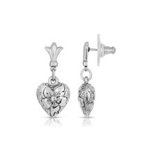 Load image into Gallery viewer, 1928 Jewelry - 1928 Jewelry Etched Flower Heart Post Drop Earrings: Gold