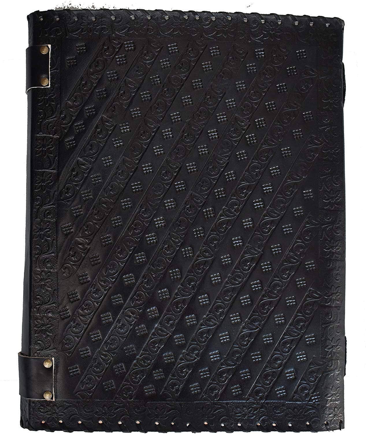 Tuzech Leather - Tuzech Seven Chakra Medieval Stone Embossed Handmade Jumbo Leather Journal Book of Shadows Notebook Office Hocus Pocus Diary College Poetry Sketch With Leather Bound: Brown / 10 x 7 Inches
