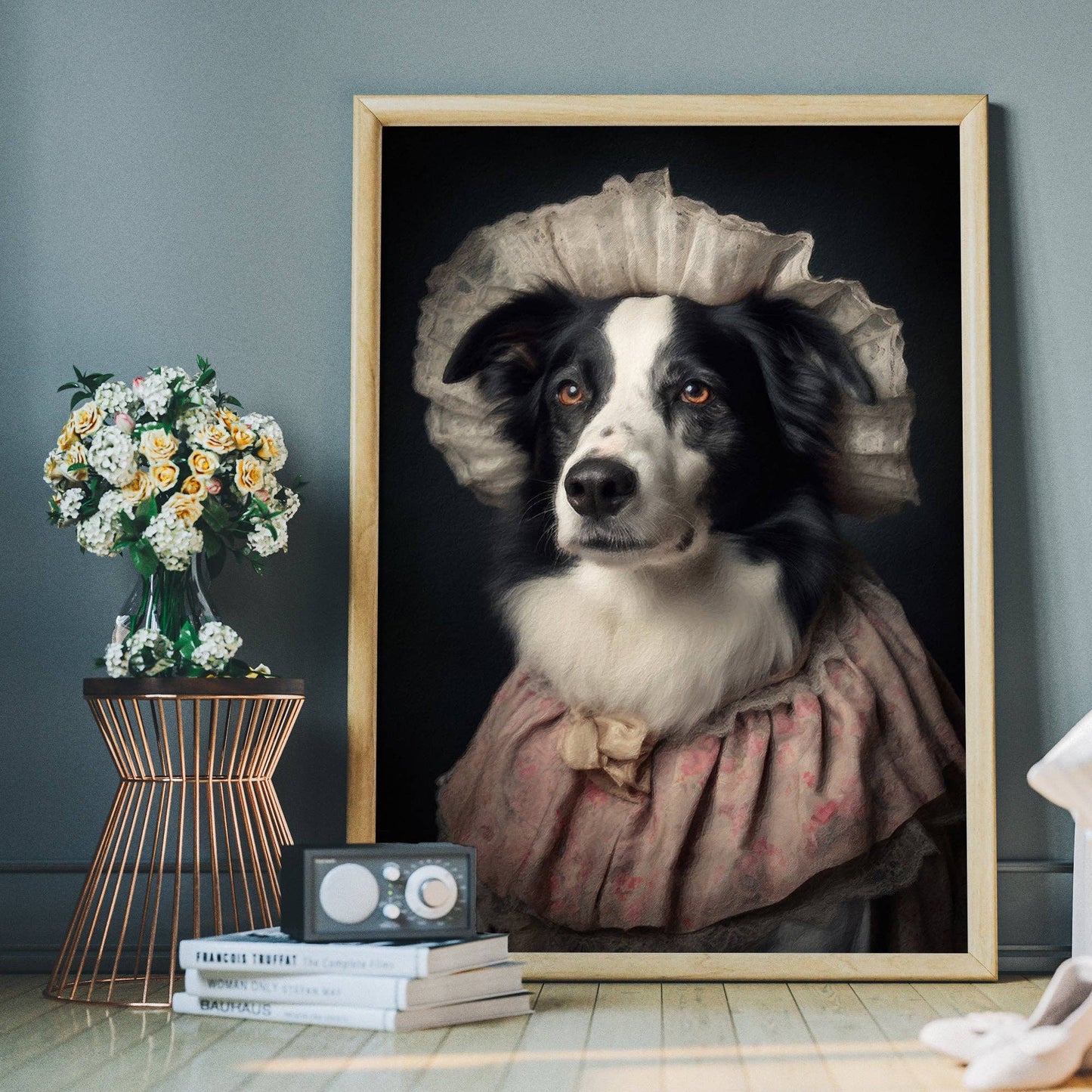 Ink & Drop - Border Collie Dog Portrait Print: 11 ¾ x 15 ¾ in | 30x40 cm / Matte