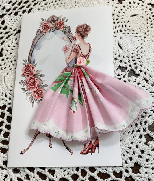 MOMENTS IN THYME - Lady in the Mirror Hankie Card: Lady 3