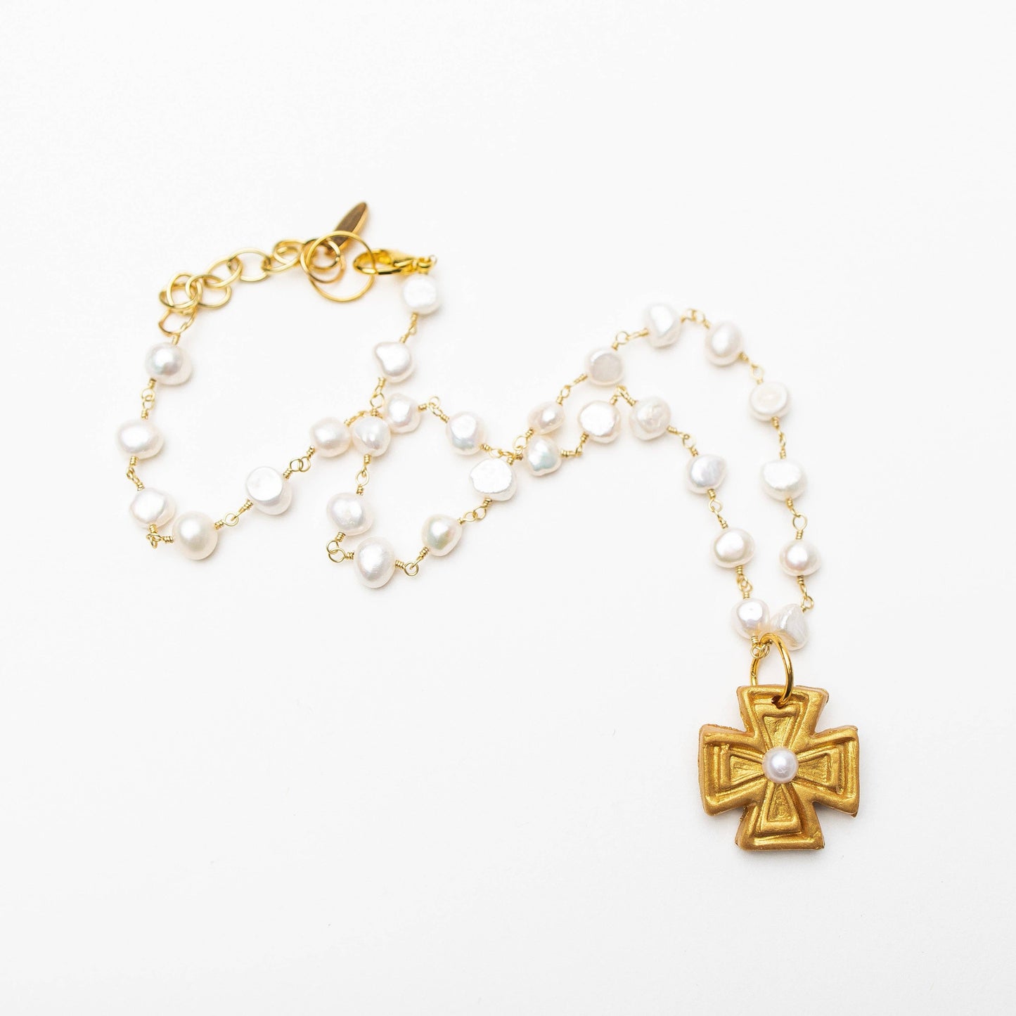 Hidden Truth Jewelry - Fresh Water Pearl Chain with Anna Pearl Cross