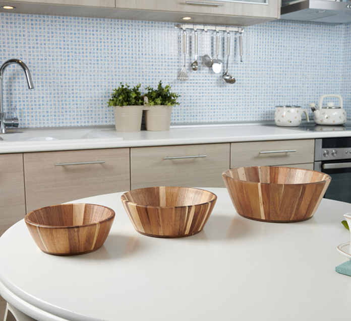 Woodenhouse - Wooden Salad Bowls - Round set of 3