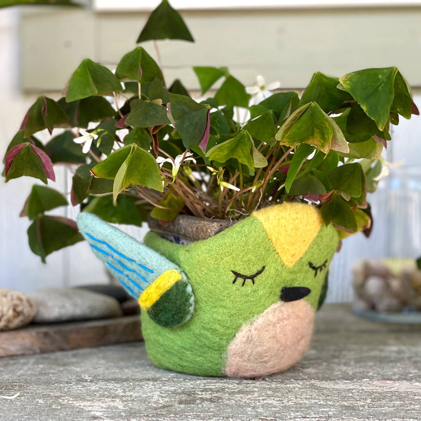 dZi Handmade - Hummingbird Felt Pot