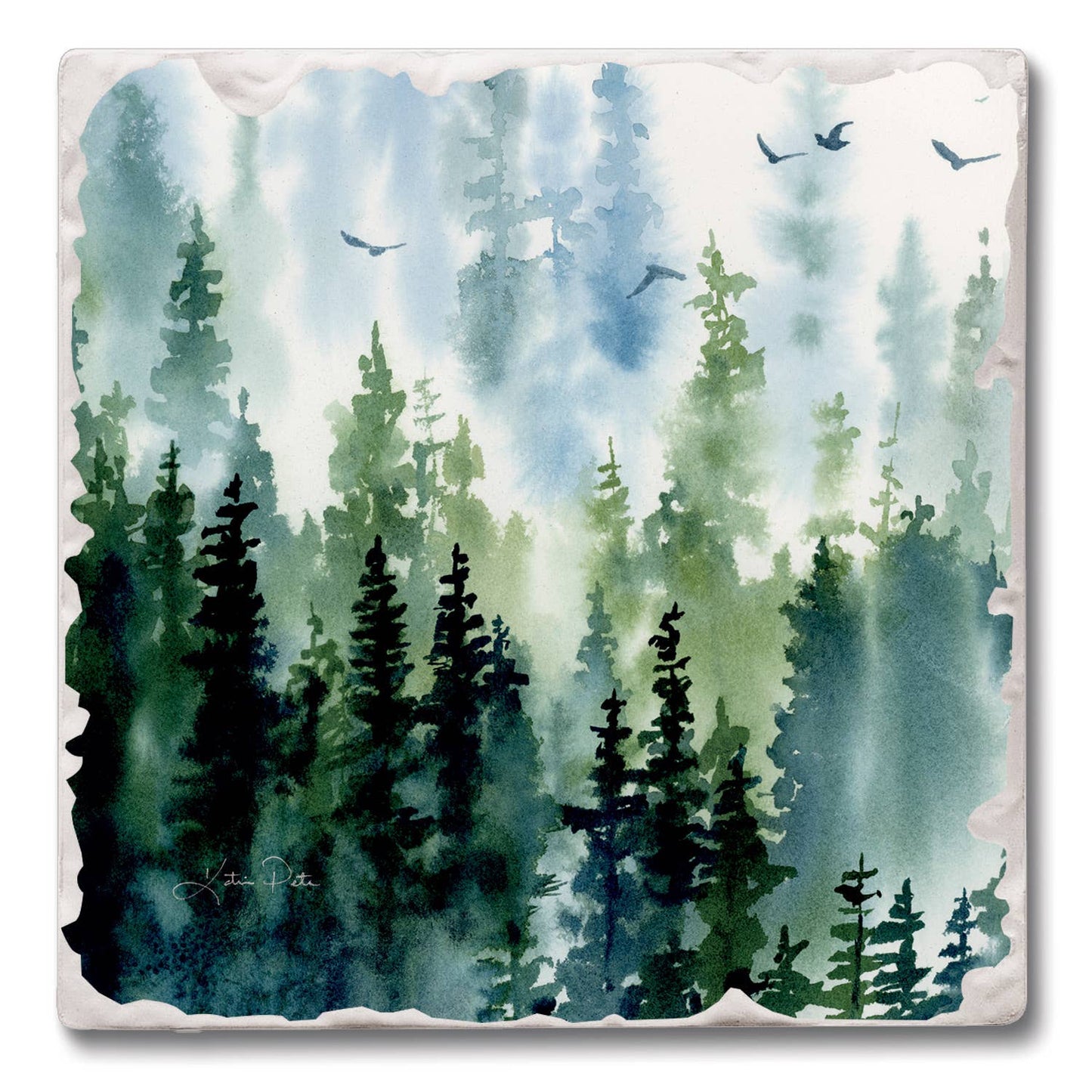CounterArt/Highland Home/Thirstystone - "Treeline" 4 Pack Tumbled Tile Coasters