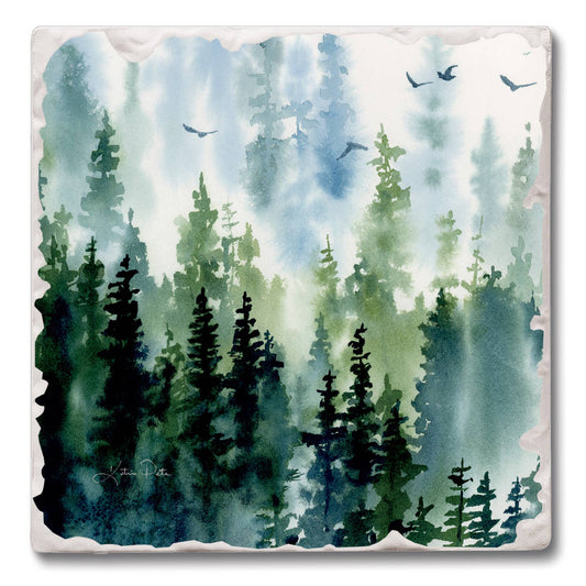 CounterArt/Highland Home/Thirstystone - "Treeline" 4 Pack Tumbled Tile Coasters