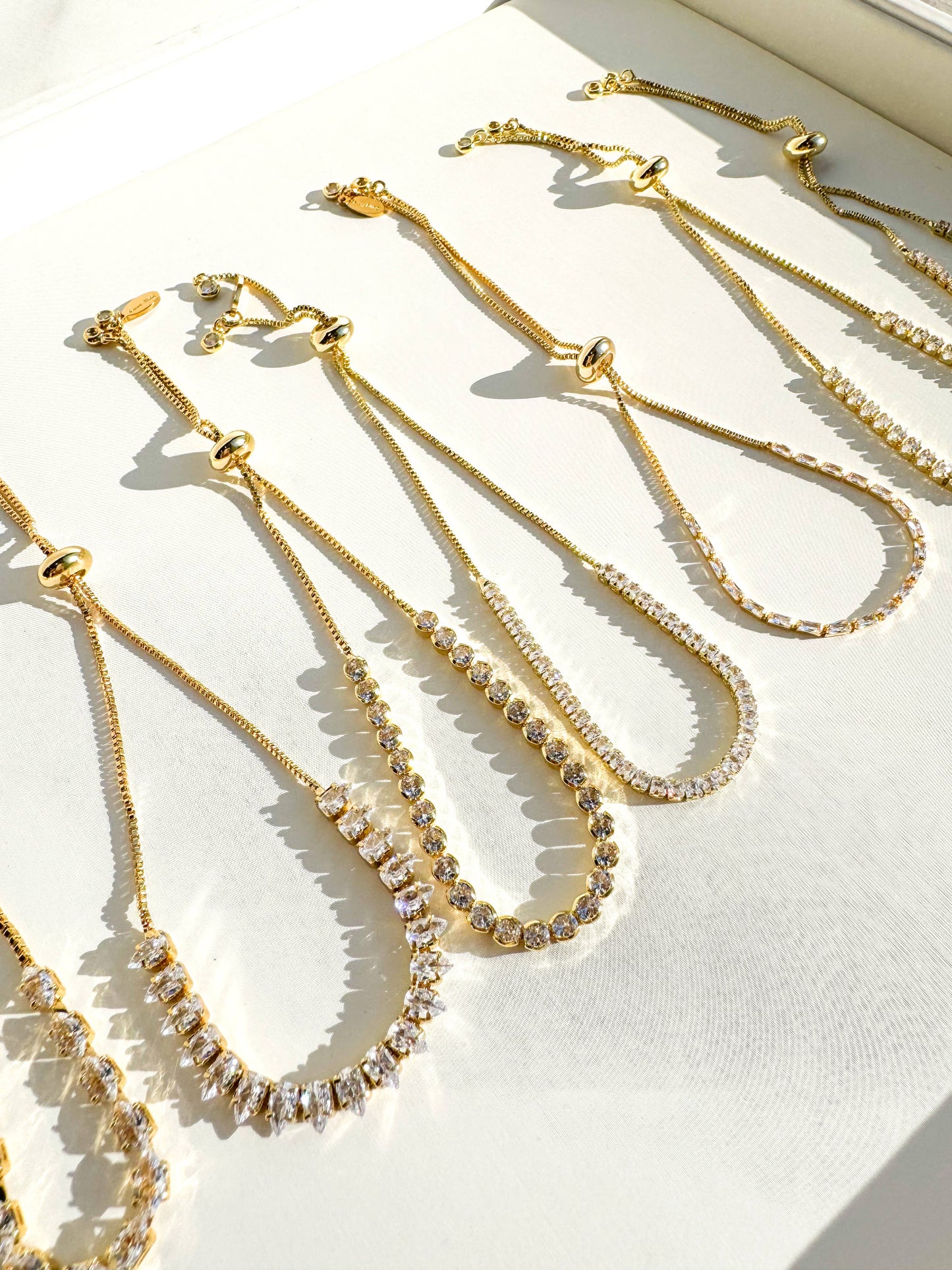 Savvy Bling - Semi Precious Pave Gold Filled Adjustable Bracelets: Marquise