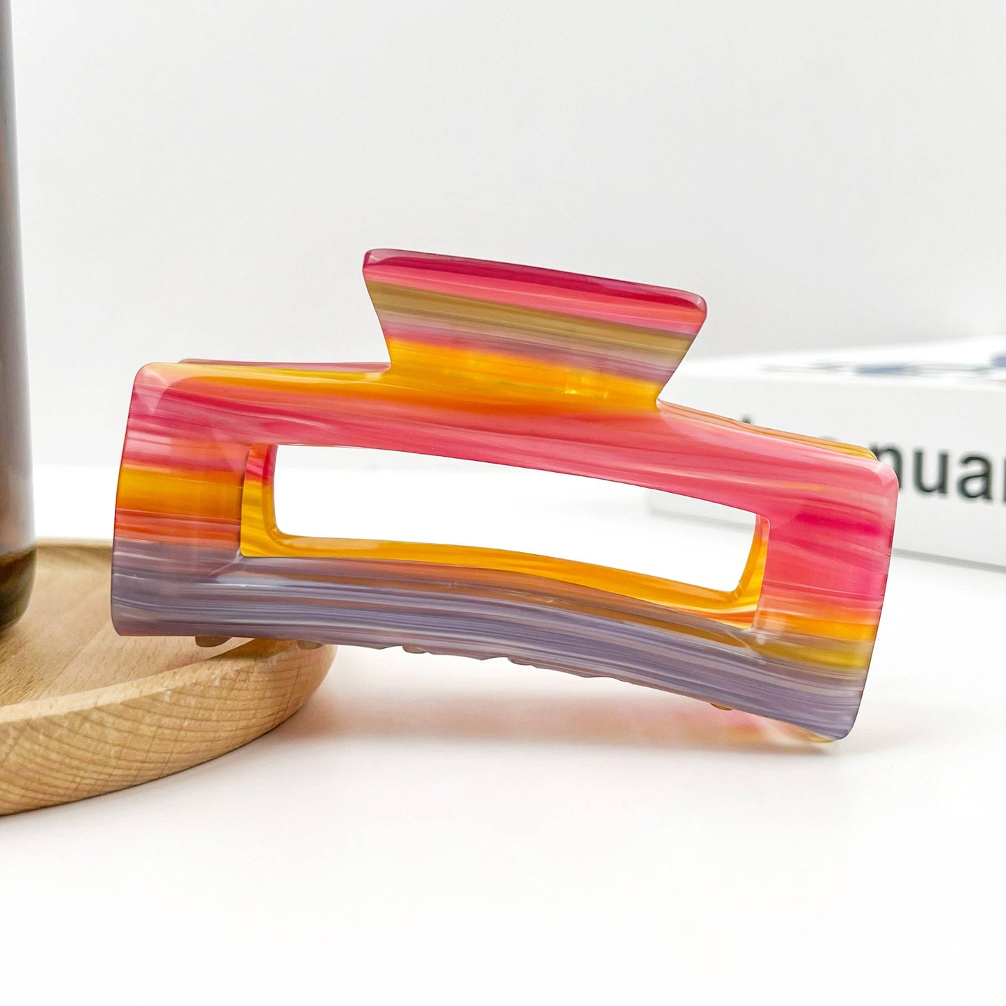 TheDivaSoap - Rectangular Acetate Hair Claw, Premium Quality Hair Clip: Beige