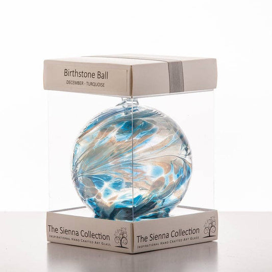Sienna Glass - 10cm Birthstone Ball - December/Turquoise