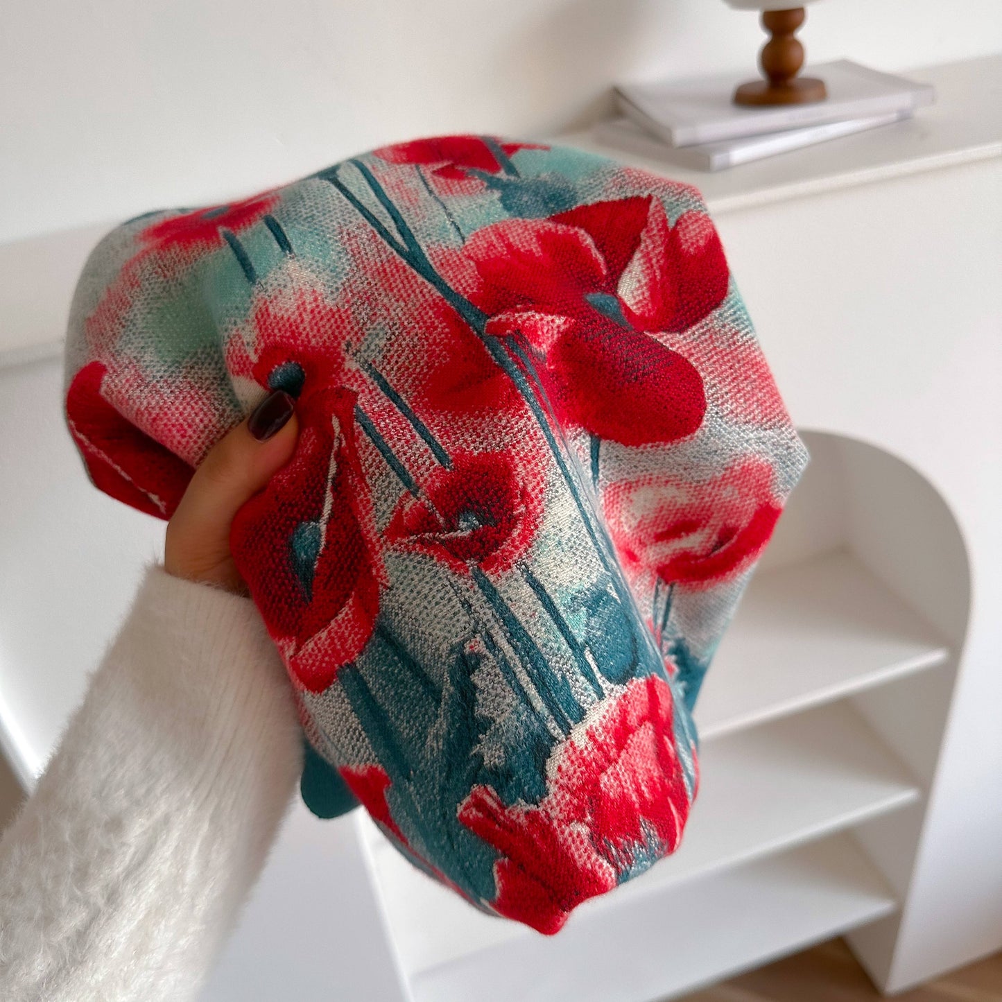 Winding River - Shawl Turq / Red Poppy Field Reversible Wrap – Artisan Shawl