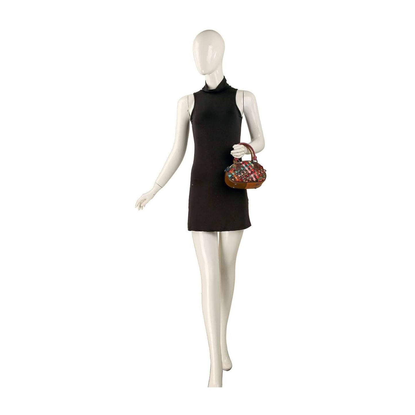Handbag Express - Genuine Leather Woven  Petite Hand Tote: Multi