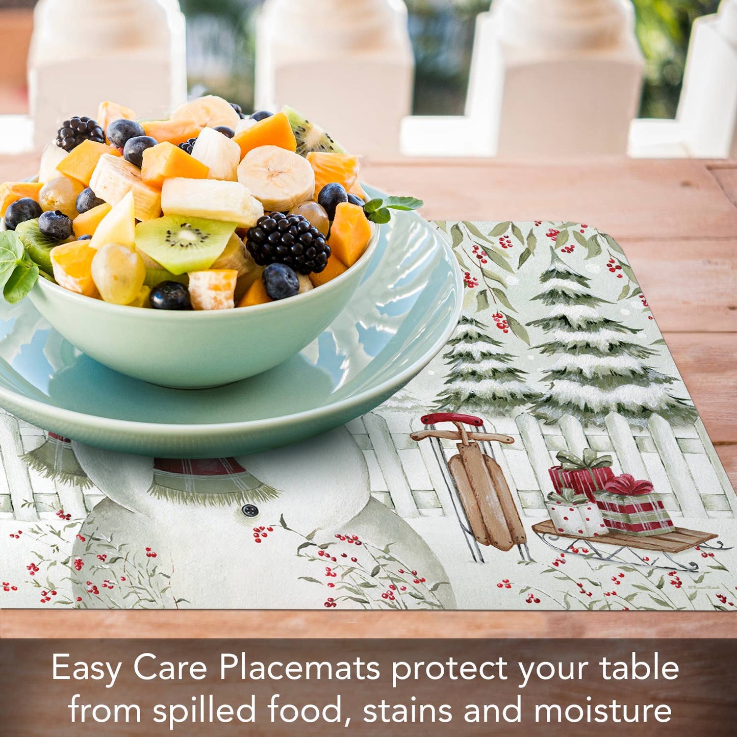 CounterArt/Highland Home/Thirstystone - Brown Hat Snowman Reversible Rectangular Plastic Placemat