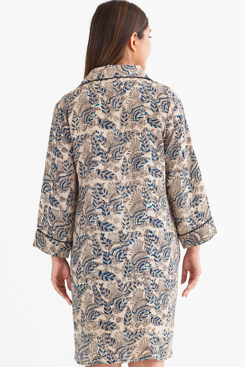 Sevya Handmade - Kalamkari Nightshirt: S/M / Blue & Silver