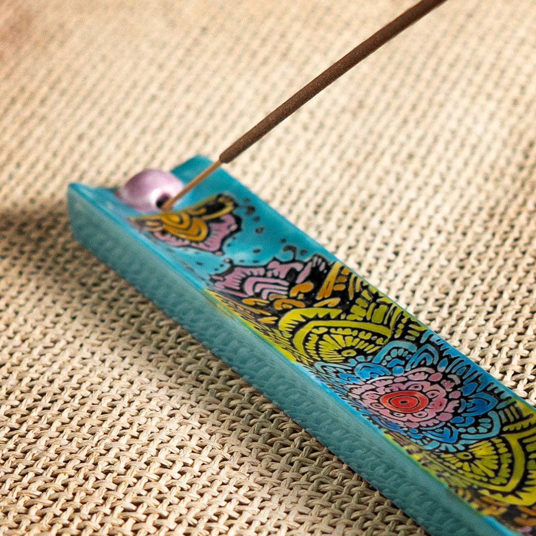 Urban Tokyo - Handpainted Ceramic Incense Holder 9 inch L Mandala (1/72)