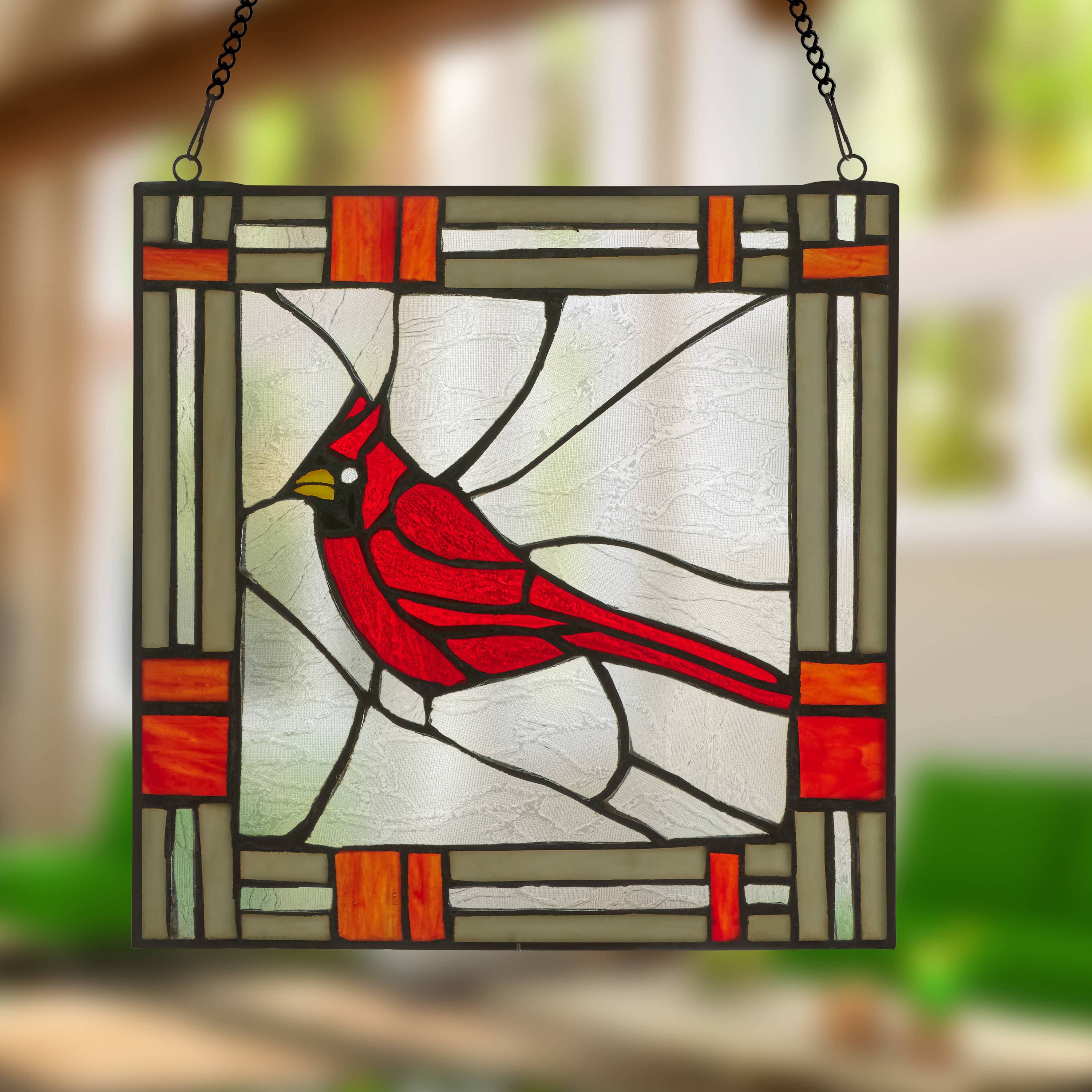River of Goods Clara the Cardinal Stained Glass Window Panel