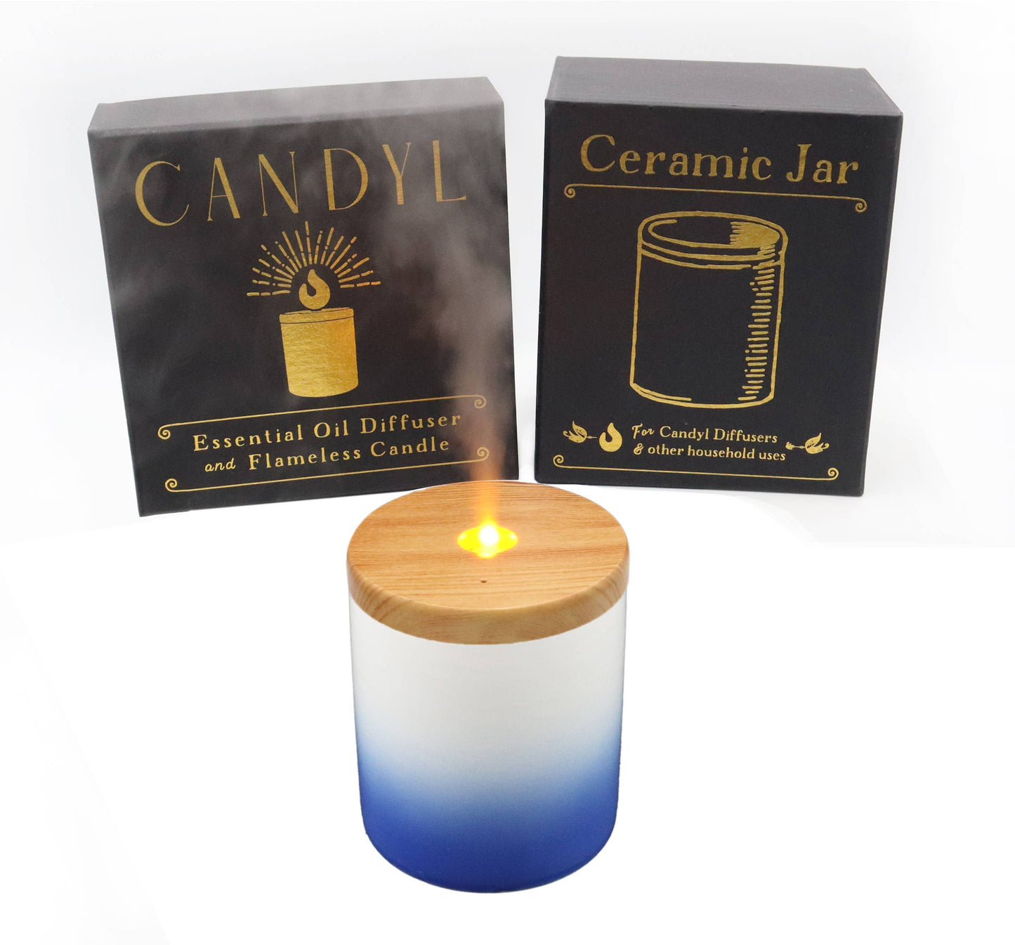 Candyl - Candyl Candle Diffuser with Rechargeable Battery: Green Marble Jar, Light Wood Top