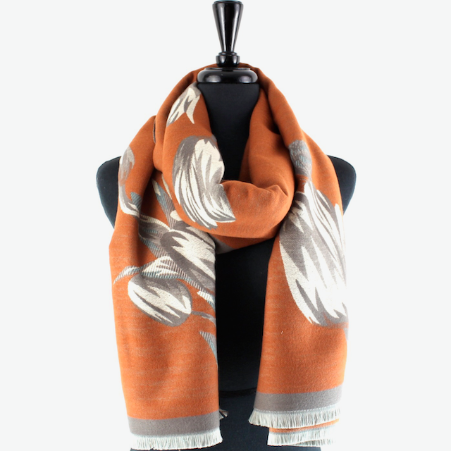 Pretty Persuasions - S23297 Ice Tulips Scarf: 12 Blue/Grey