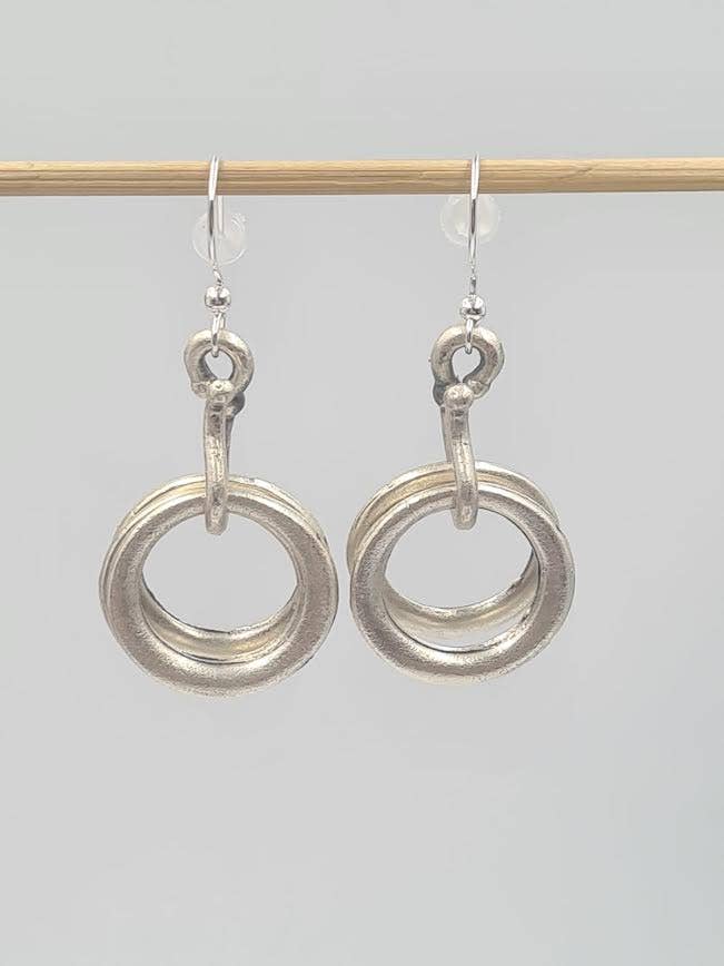 Volare - Triple Loop Drop Earrings: Brass