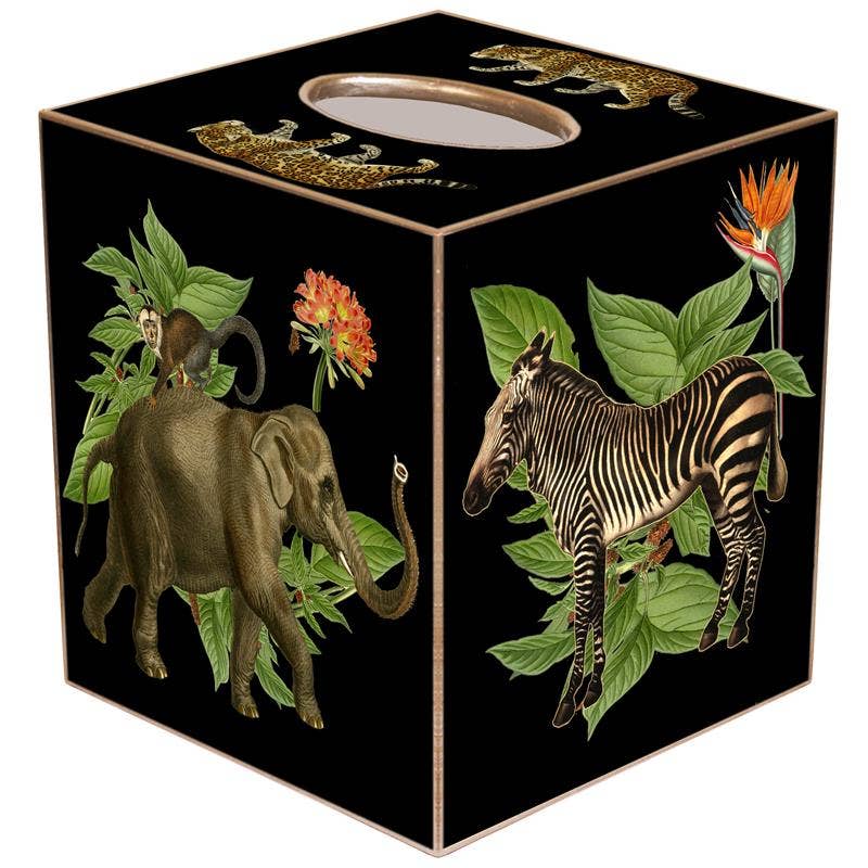 Marye-Kelley African Obsession Black Tissue Box Cover