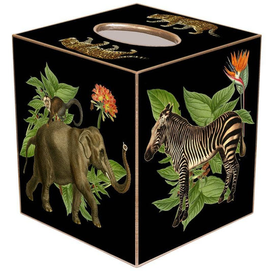 Marye-Kelley - African Obsession Black Tissue Box Cover: Paper Mache