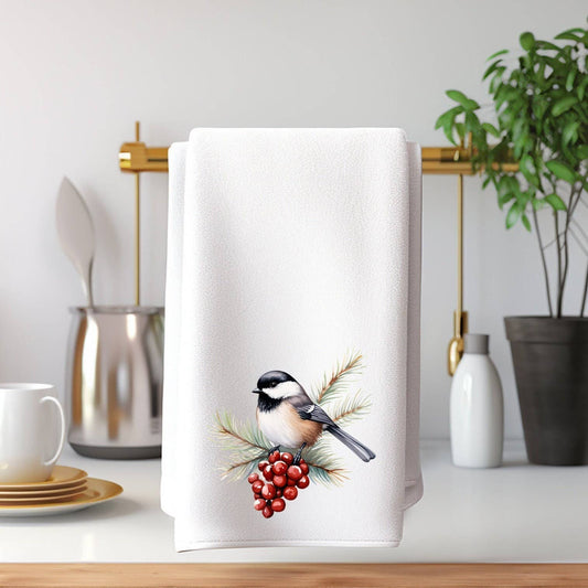 Fernville Creations - Chickadee Luxury Hand Towel for Bath,Kitchen & Guest Decor
