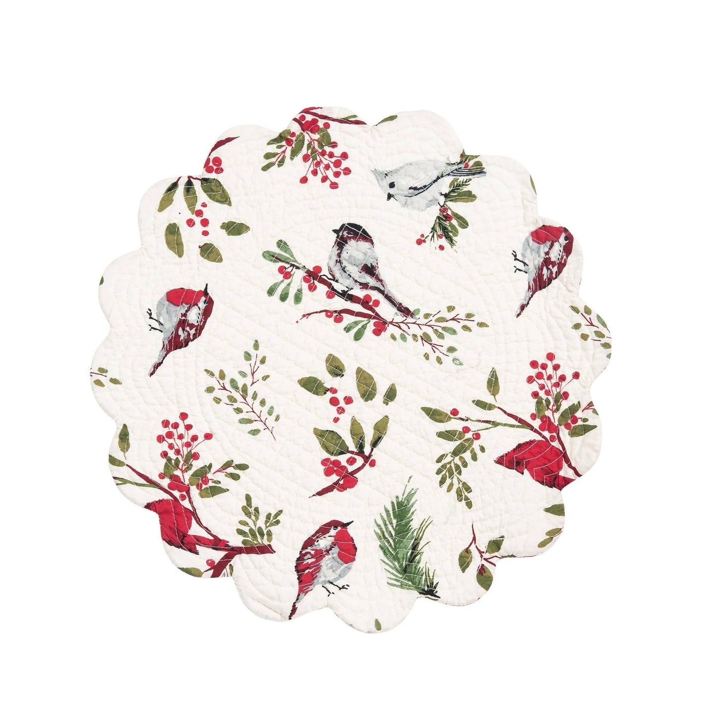 C&F Home - Christmas Sprig Birds Round Placemat