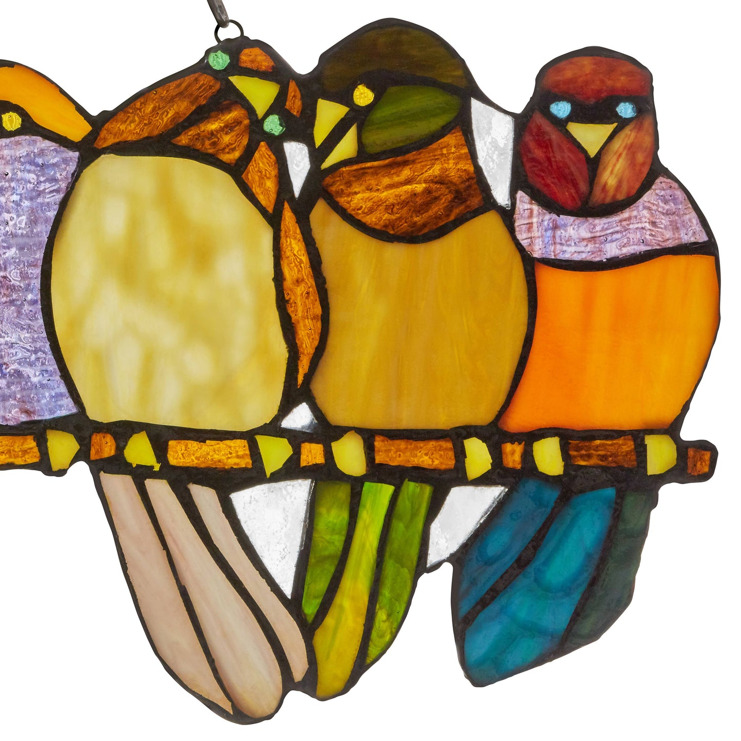 River of Goods - 9.5"H Marisol Multicolor Birds Stained Glass Window Panel
