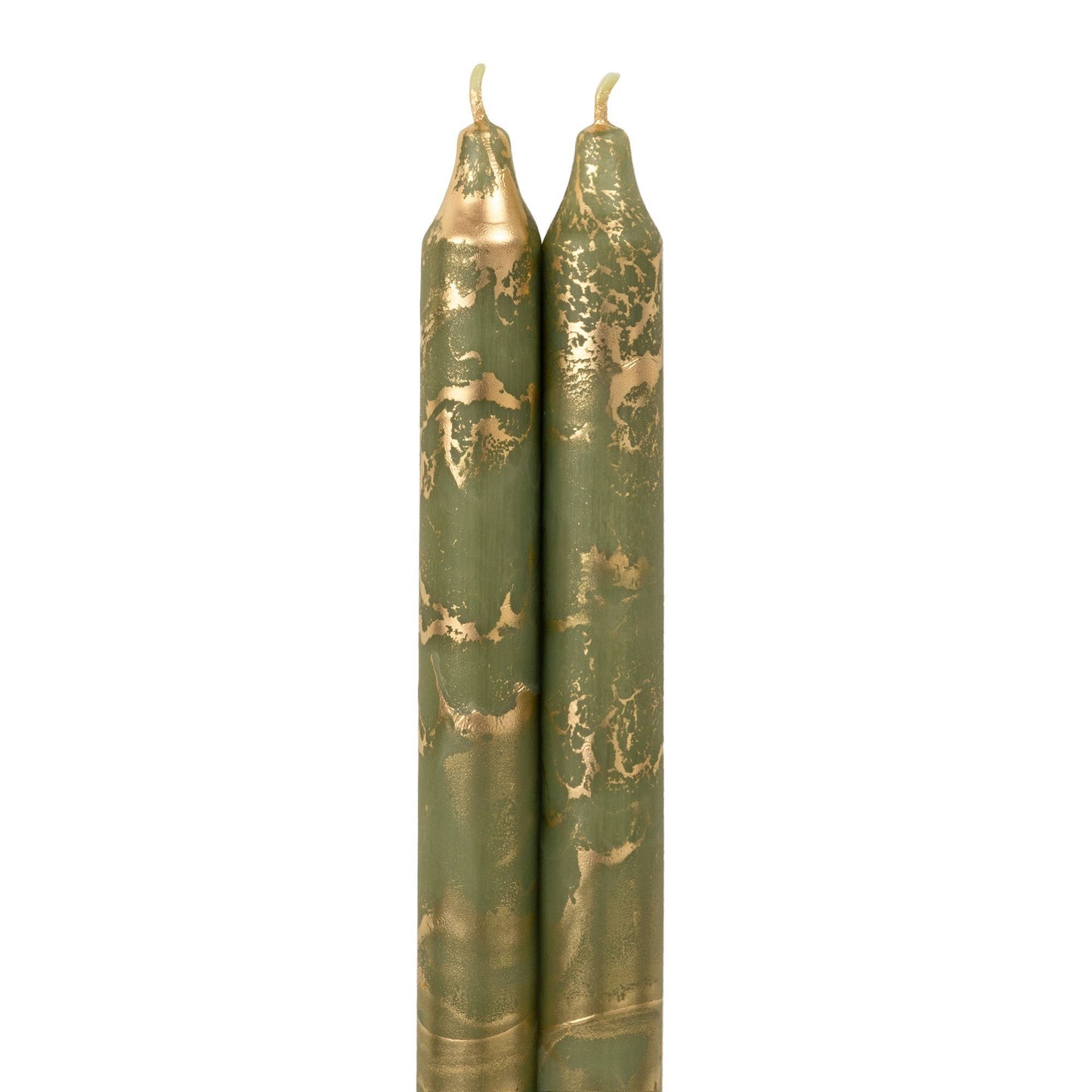 Northern Lights - 12" Decorative Taper Candles 2pk: Hunter Green w/ Gold