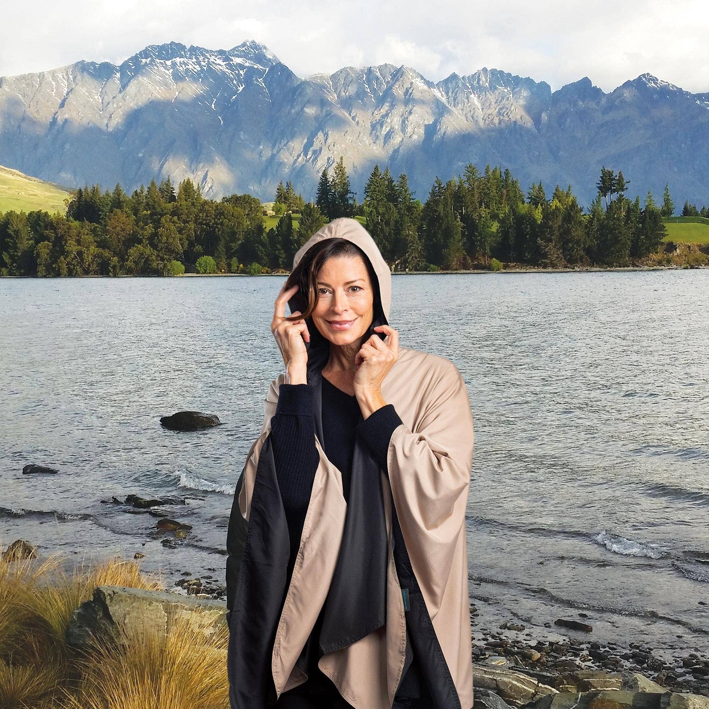 RainCaper - Black & Camel Rain & Travel Cape