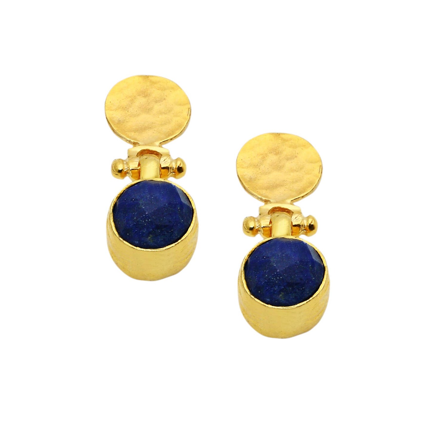 AJS Design Studio - Sapphire Earrings with Hammered Post