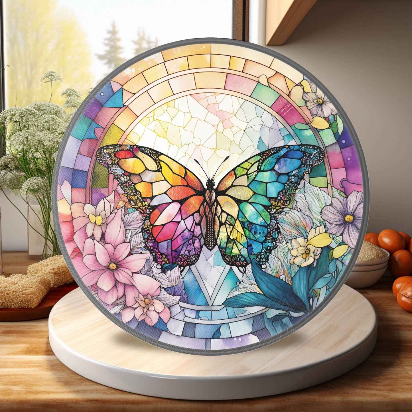 Fernville Creations - Butterfly Charcuterie / Cutting Board, Tempered Glass: 12 - Inch