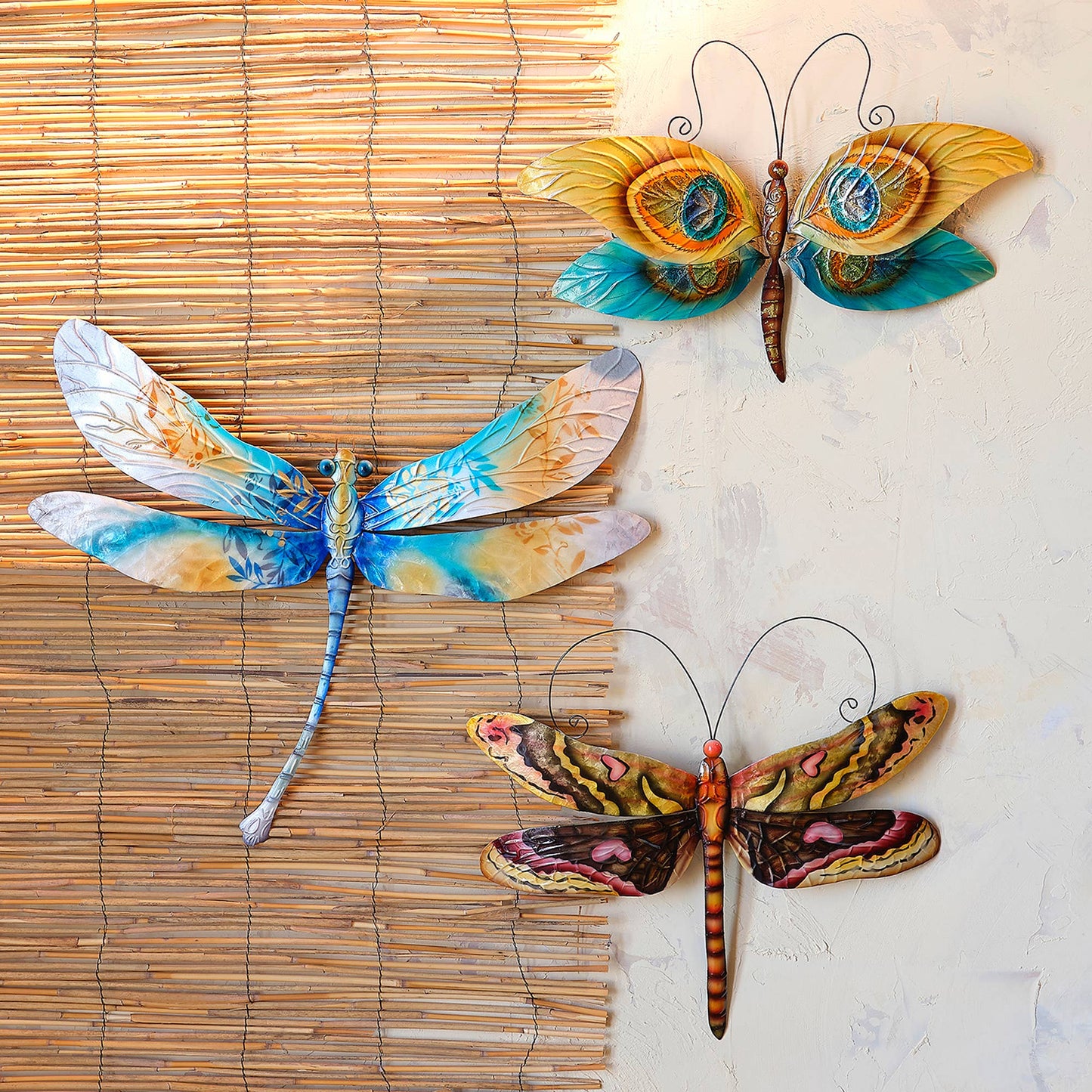 Eangee Home Design - Dragonfly Wall Decor Peacock, Capiz & Metal, Outdoor Safe