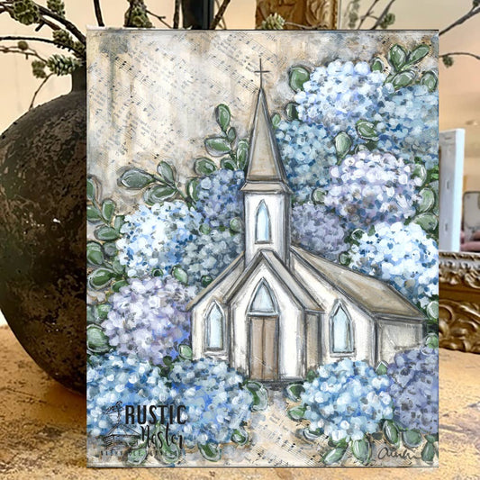 Rustic Nester - Blue Floral Canvas art print, Christian home decor, Wall art: 11x14