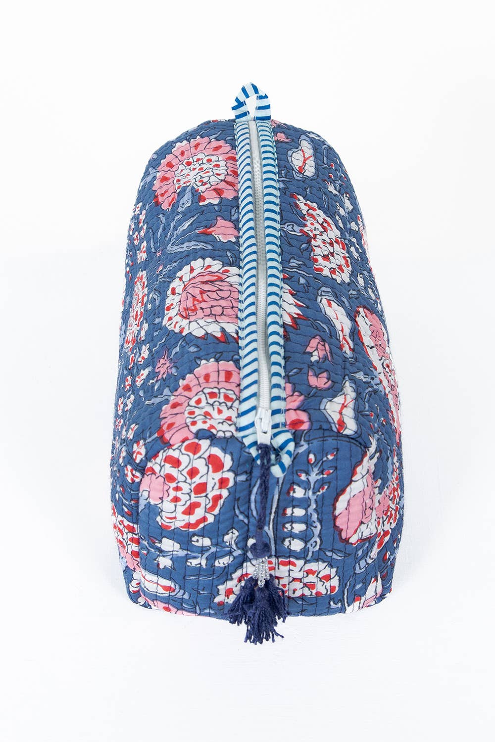 LA Soul - Blue Floral print Quilted Cotton Toiletry Bag Set