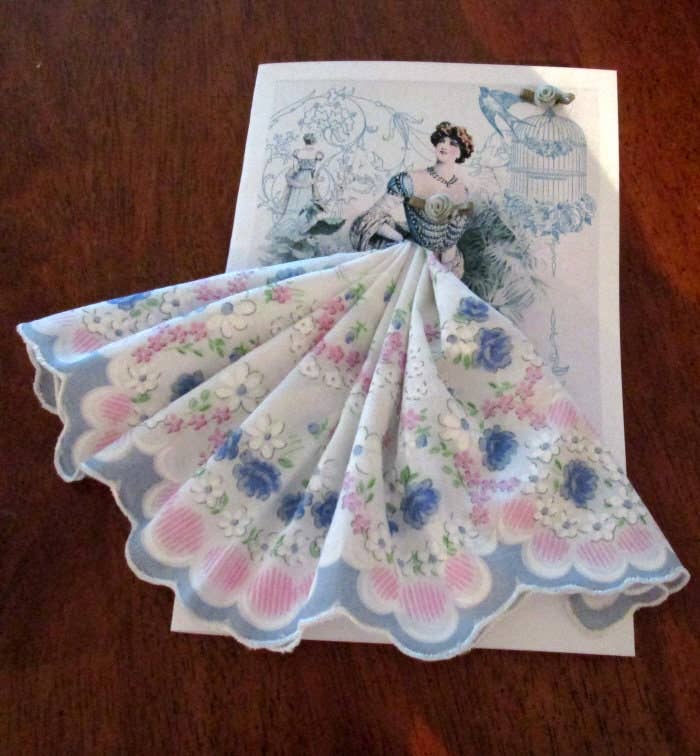 MOMENTS IN THYME - Lady in Blue Keepsake Hankie Card