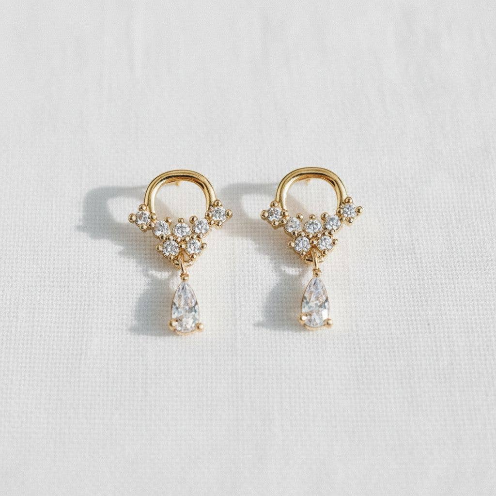 Ellemadera - Vintage Inspired Cubic Zirconia Geometric Dangle Earrings
