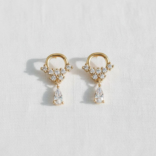 Ellemadera - Vintage Inspired Cubic Zirconia Geometric Dangle Earrings