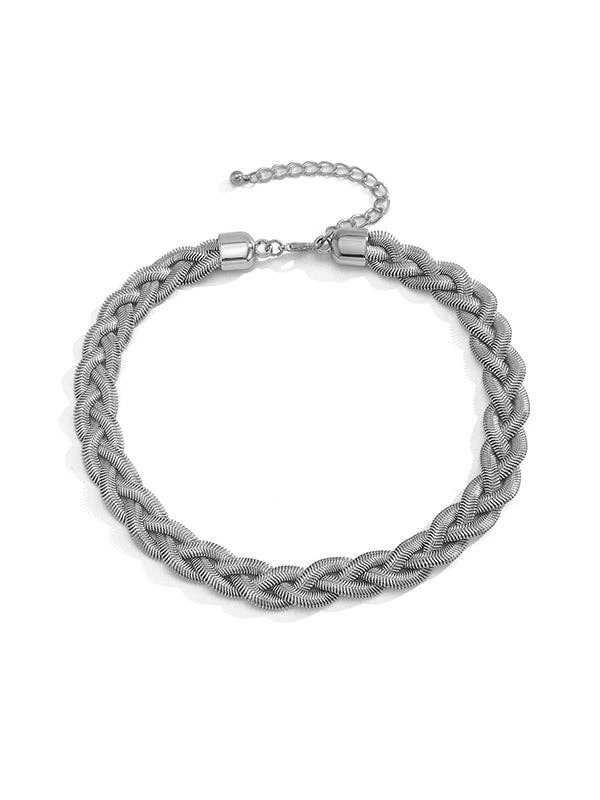 Elanora - Adjustable Snake Chain Choker Necklace: SILVER / Adjustable