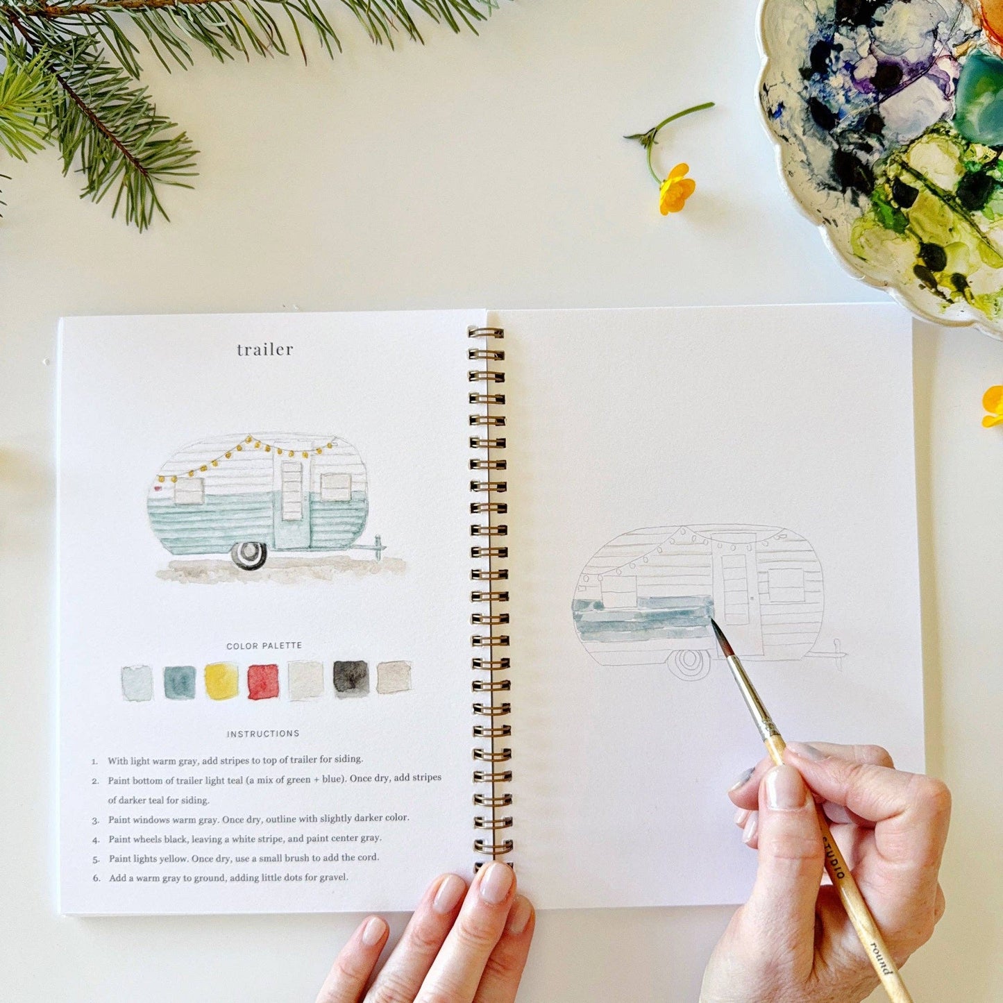 emily lex studio - Camping watercolor workbook