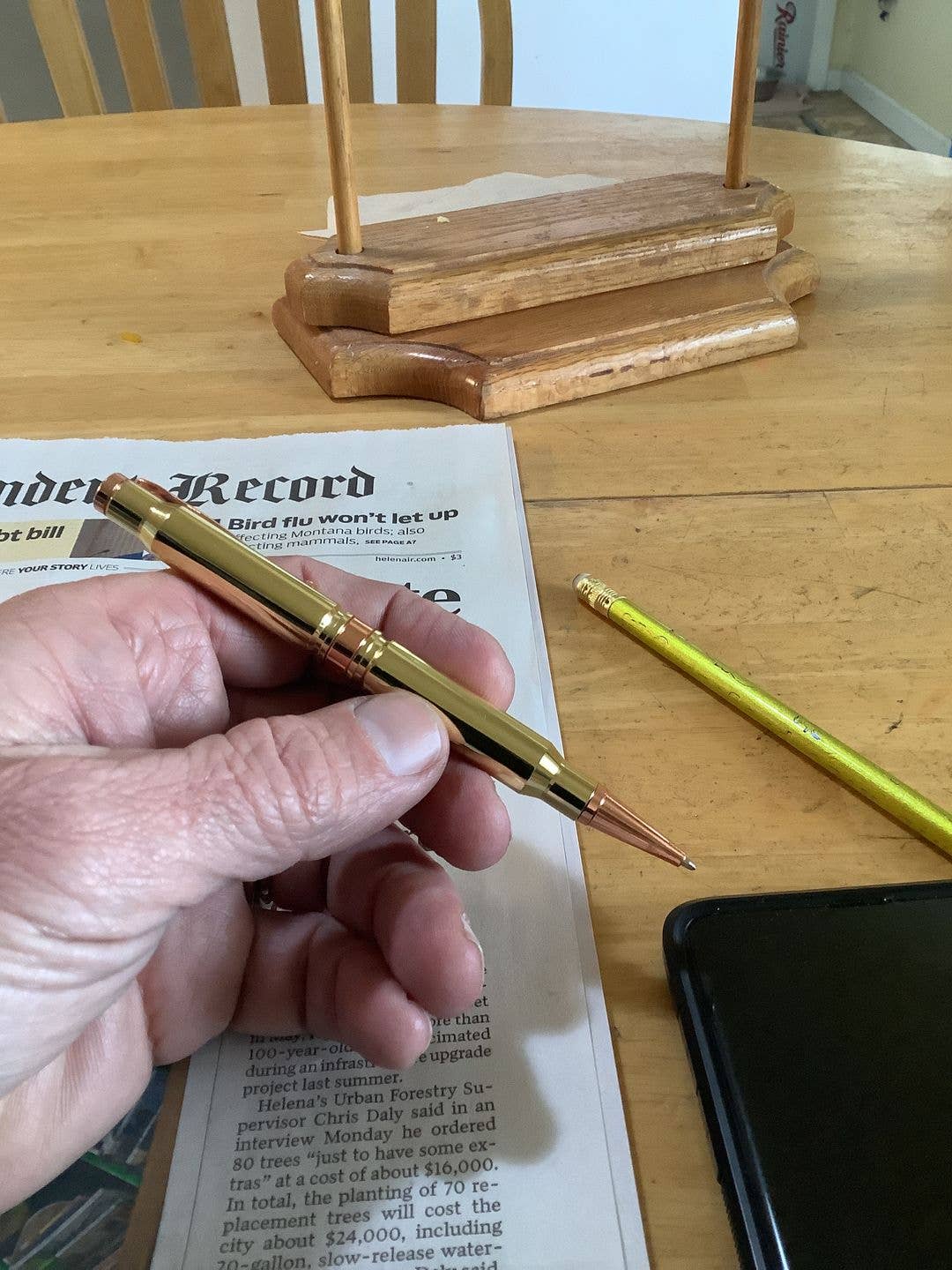 Old Southern Brass - 308 Real Bullet Casing Refillable Twist Pen: Thin Blue Line