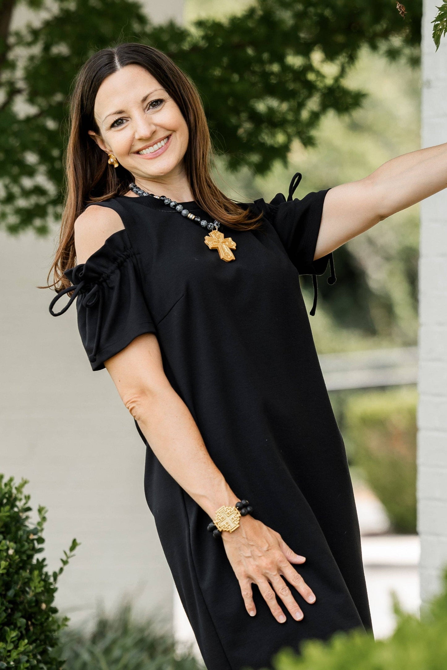 Hidden Truth Jewelry - Black Lava with Jerusalem Cross