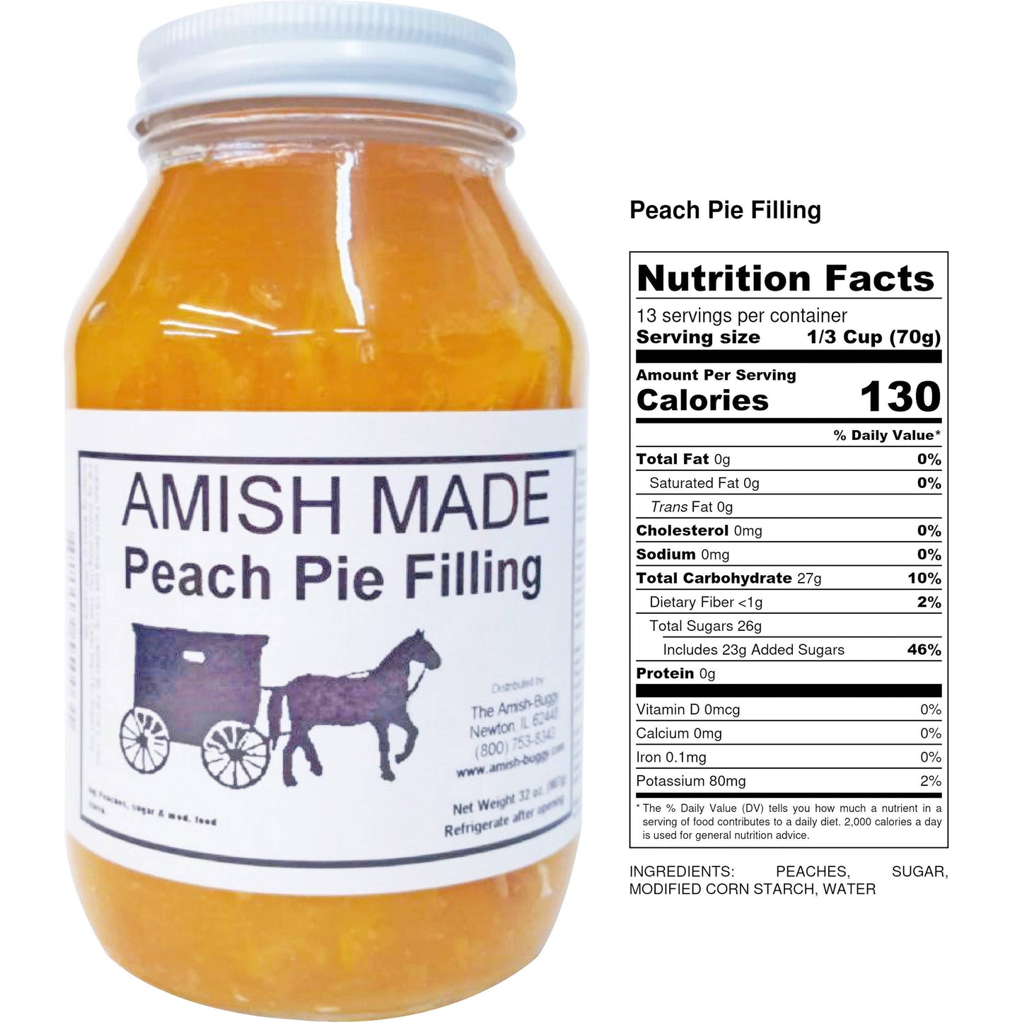 Arndt's Fudgery LLC - Amish Pie Filling - 32 Oz Jar: No Sugar Added Blueberry