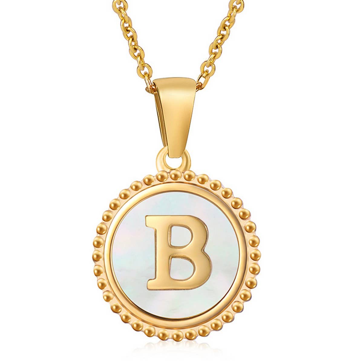 ACCITY - 18K GOLD STAINLESS STEEL SHELL LETTER NECKLACE_CWAJE0686: TYPE14 / (OS) 2