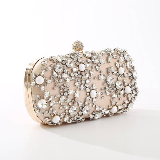 PEACH ACCESSORIES - ZS0410 Crystal and beads clutch bags: Champagne