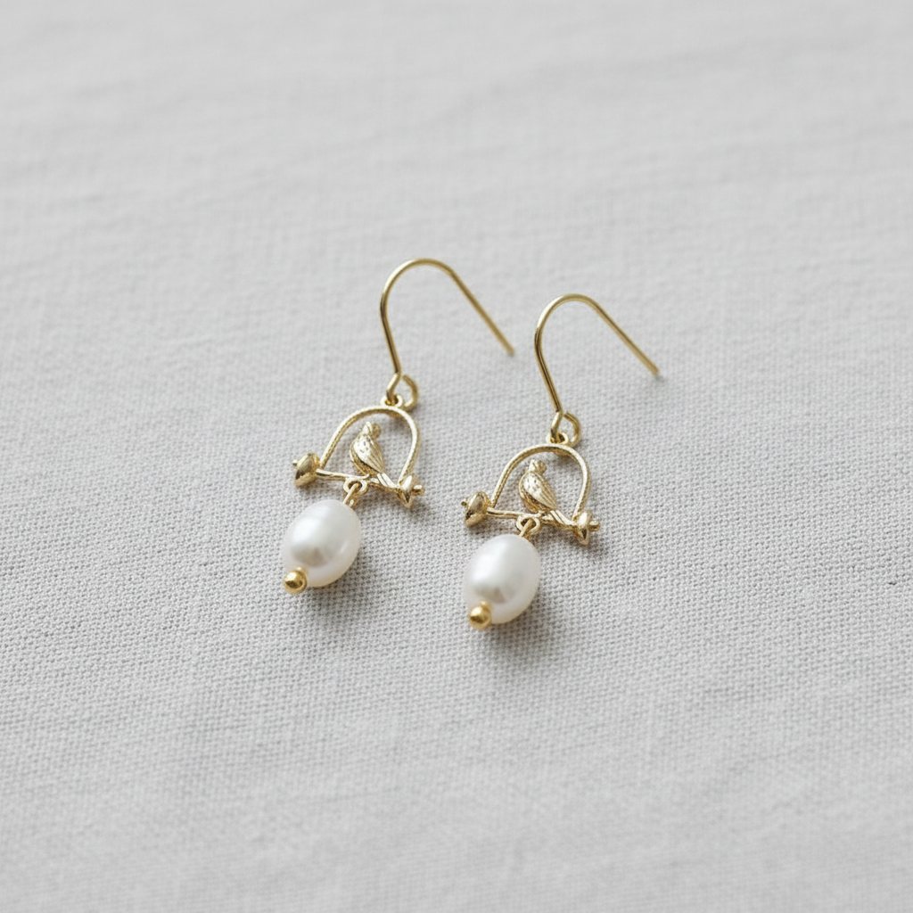 camilla dovey - Caged Bird and Pearl Drop Earrings