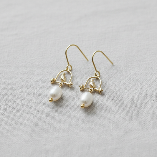 camilla dovey - Caged Bird and Pearl Drop Earrings