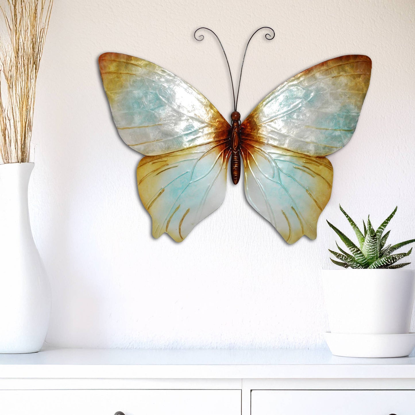 Eangee Home Design - Butterfly Wall Decor Pearl, Capiz & Metal, Indoor / Outdoor