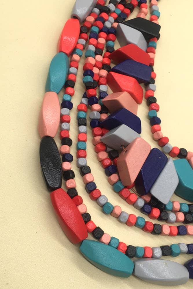 UNISHE - Colorful Wooden Necklace ZK1456: 09 / One Size