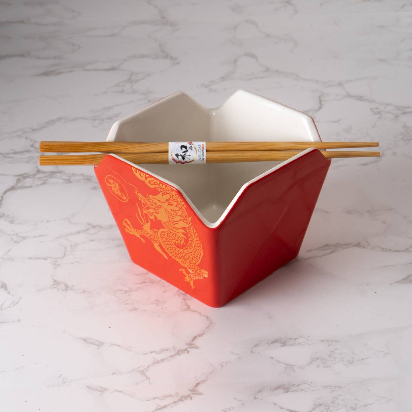 Urban Tokyo - 16oz 5"W x 4"H Takeout Box Serving Bowl With Chopsticks Dragon (1/24)