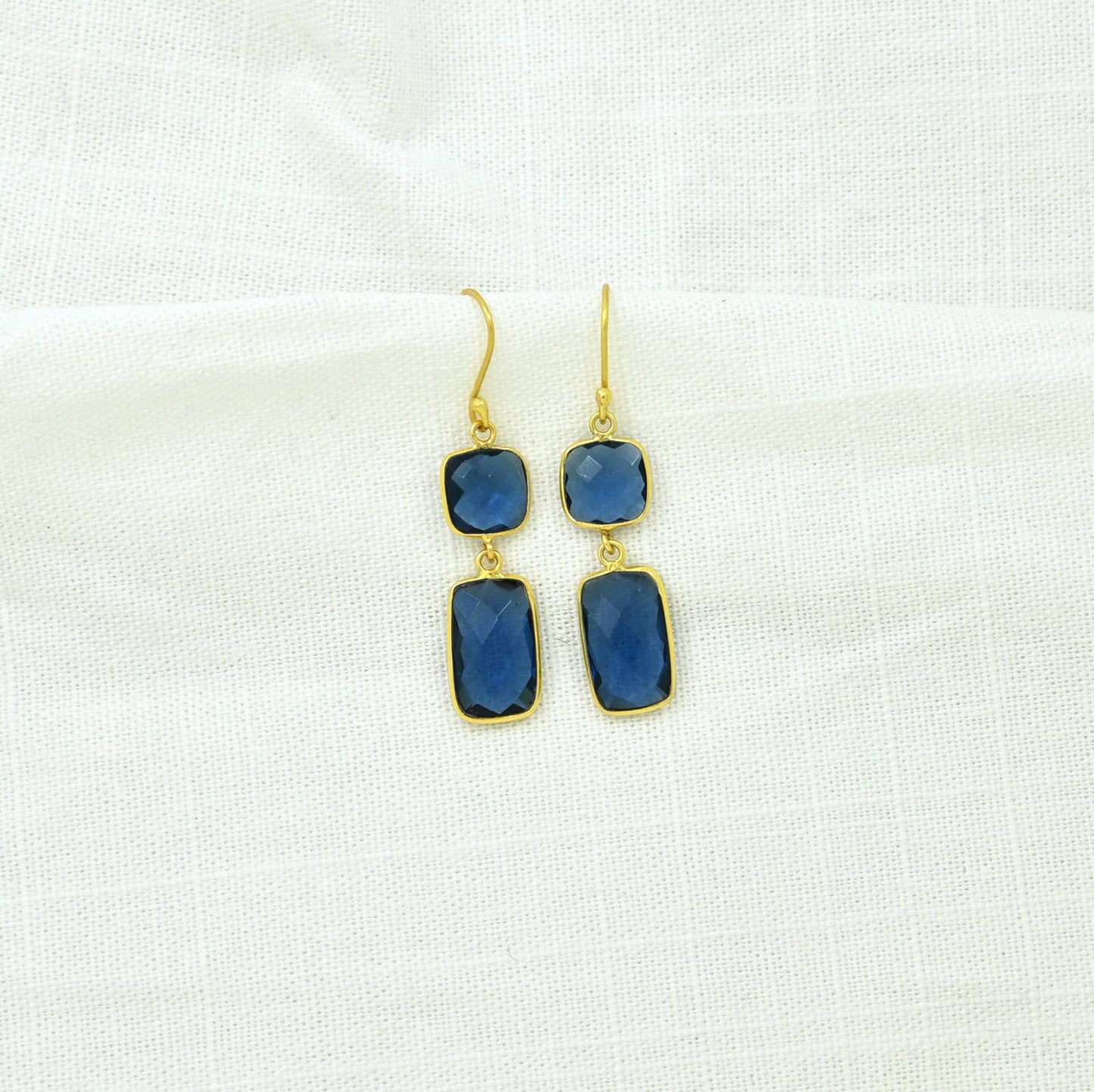 Schmuckoo Berlin - Aanya Earrings Gold Silver 925 - Blue Iolite